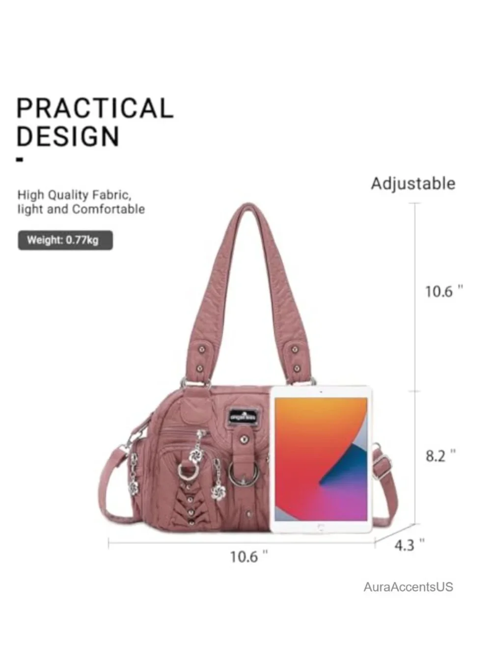 Vegan Leather Hobo Handbag Crossbody Shoulder Bag Multipocket Soft Purse